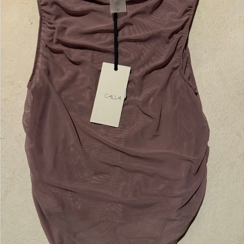 Calia Ruched Tank Top in Dusty Mauve